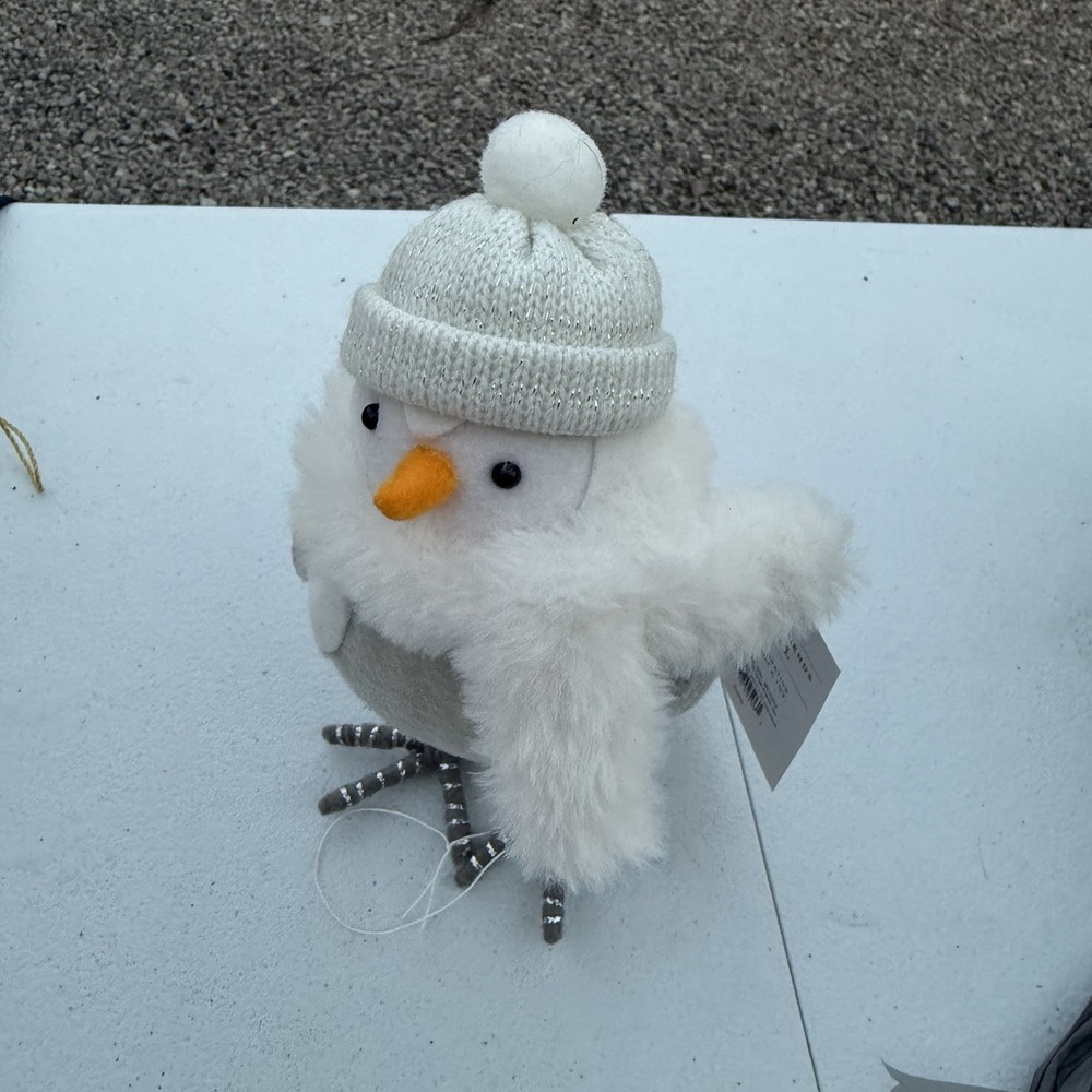 2020 Target Wondershop‎ Featherly Friends Figurine White Fabric Bird Sorrel